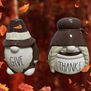Rae Dunn GIVE THANKS Gnome Thanksgiving figurines NIB
